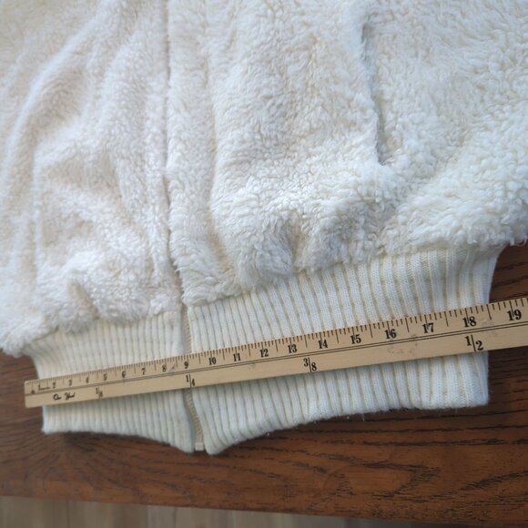 Vintage Monterey Fashions White Sherpa Bomber Jacket Women 16 Zip Up Teddy Coat - Picture 12 of 13